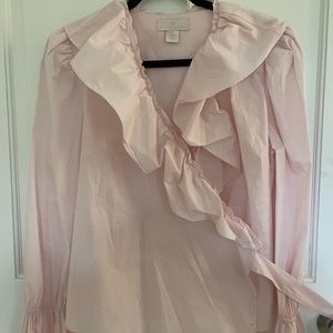 Rachel Parcelling Long Sleeve Pink Shirt